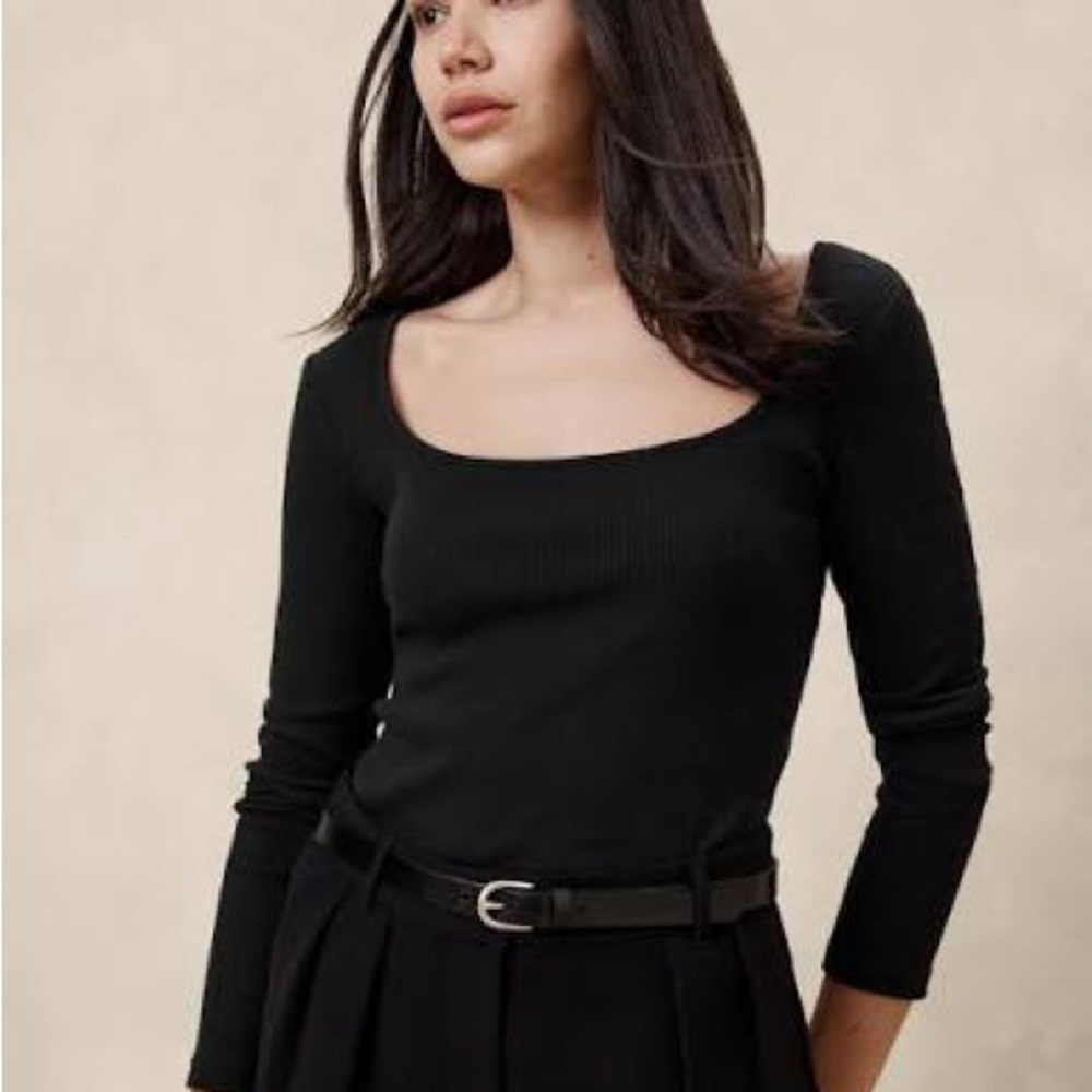 Banana Republic Black Square Neck Top